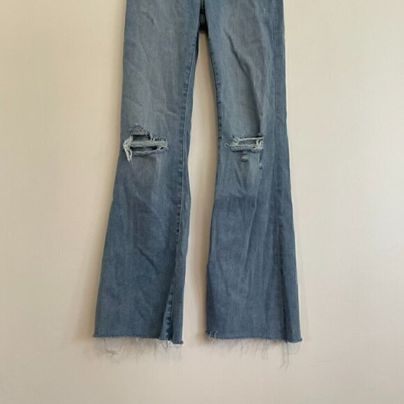 EXPRESS Flare High Rise Jeans Light Wash Ripped Fraying Raw Hem High Waisted Y2K - Picture 4 of 12